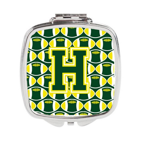Letter H Football Green & Yellow Compact Mirror
