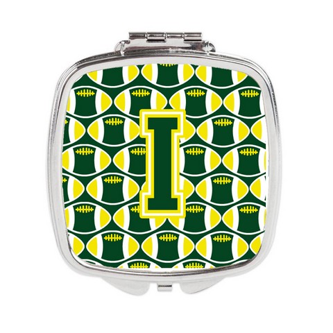 Letter I Football Green & Yellow Compact Mirror