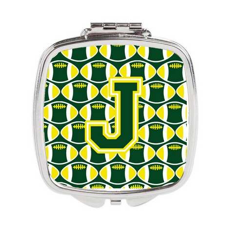 Letter J Football Green & Yellow Compact Mirror