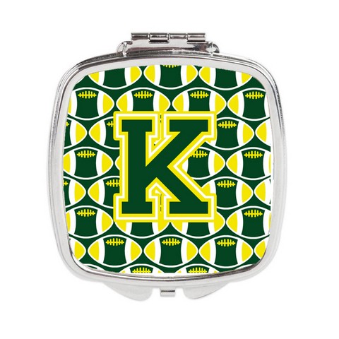 Letter K Football Green & Yellow Compact Mirror