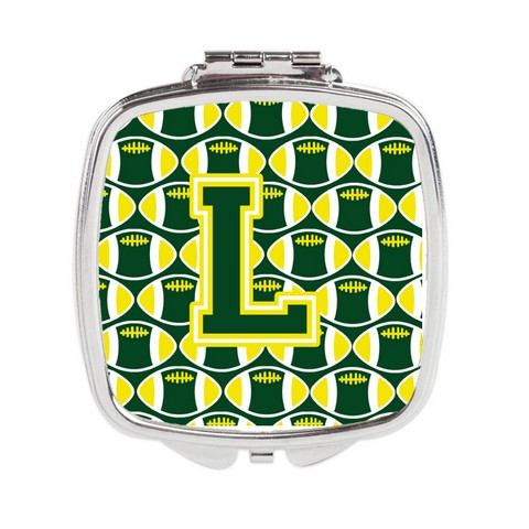 Letter L Football Green & Yellow Compact Mirror