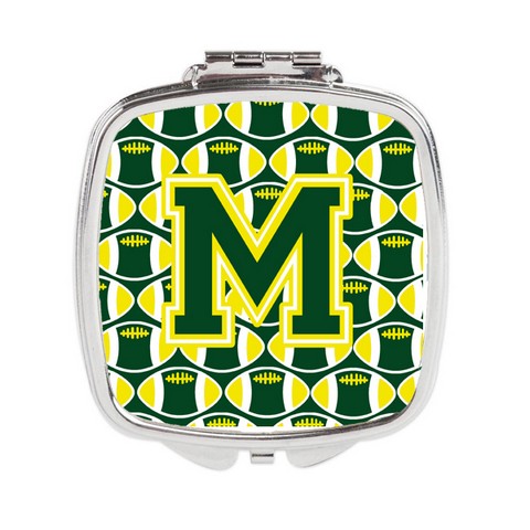 Letter M Football Green & Yellow Compact Mirror