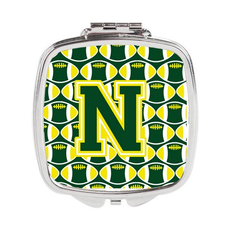 Letter N Football Green & Yellow Compact Mirror