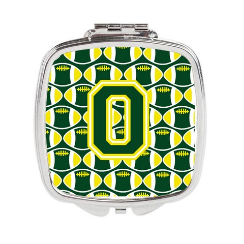 Letter O Football Green & Yellow Compact Mirror