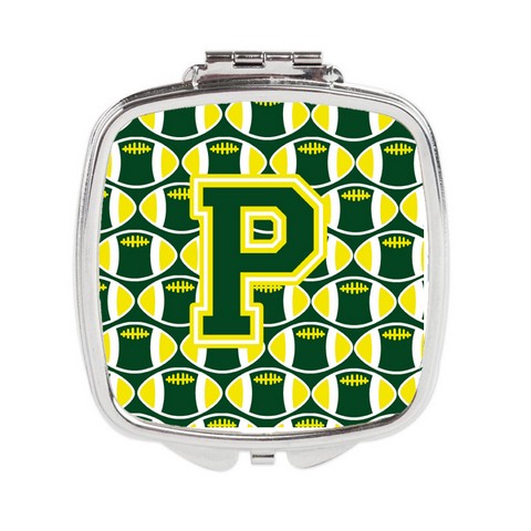 Letter P Football Green & Yellow Compact Mirror