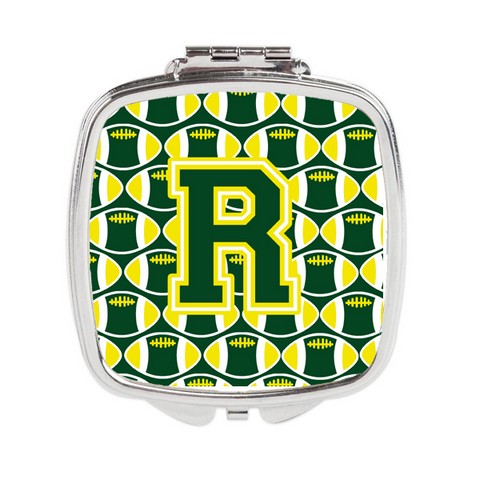 Letter R Football Green & Yellow Compact Mirror