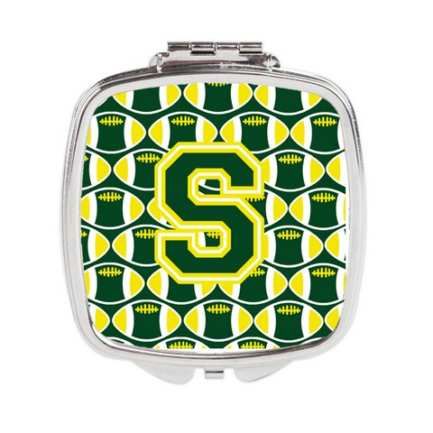 Letter S Football Green & Yellow Compact Mirror