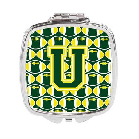 Letter U Football Green & Yellow Compact Mirror