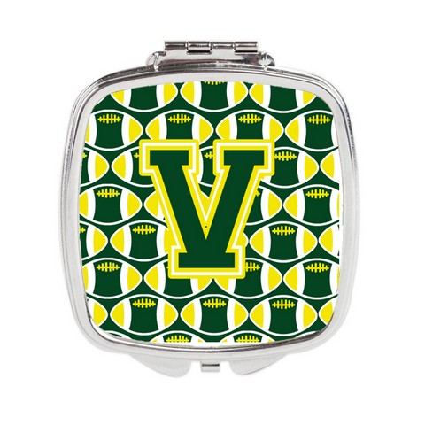 Letter V Football Green & Yellow Compact Mirror