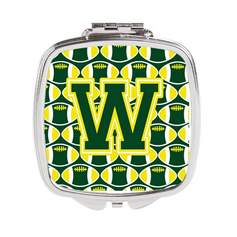 Letter W Football Green & Yellow Compact Mirror