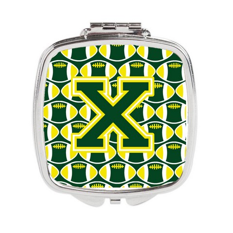 Letter X Football Green & Yellow Compact Mirror