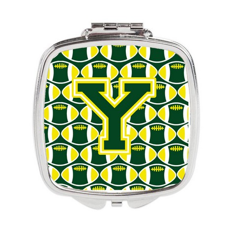 Letter Y Football Green & Yellow Compact Mirror