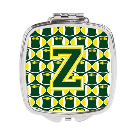 Letter Z Football Green & Yellow Compact Mirror