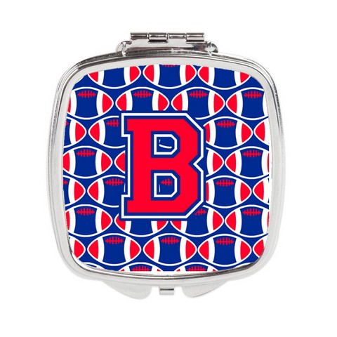 Letter B Football Harvard Crimson & Yale Blue Compact Mirror