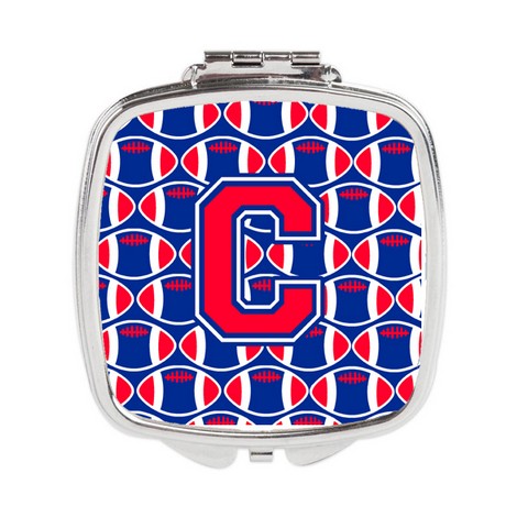 CJ1076-CSCM Letter C Football Harvard Crimson & Yale Blue Compact Mirror