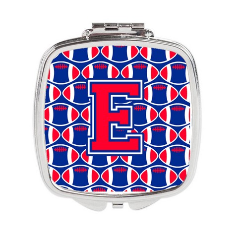 Letter E Football Harvard Crimson & Yale Blue Compact Mirror