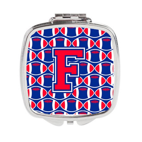 Letter F Football Harvard Crimson & Yale Blue Compact Mirror