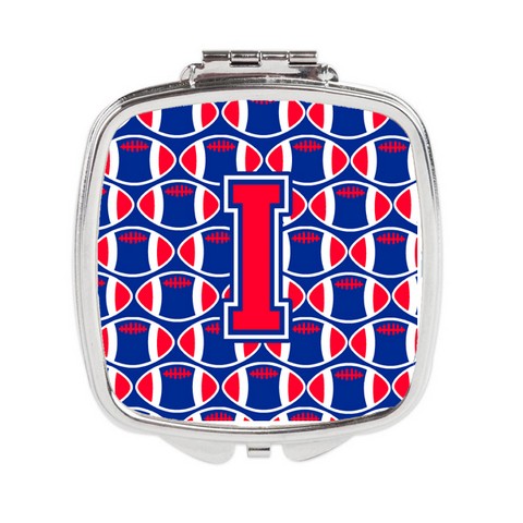Letter I Football Harvard Crimson & Yale Blue Compact Mirror