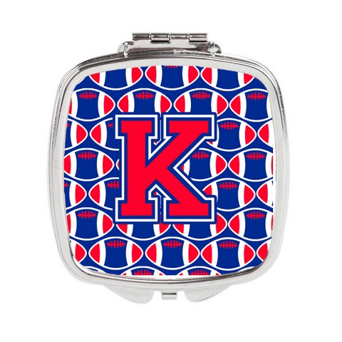 Letter K Football Harvard Crimson & Yale Blue Compact Mirror