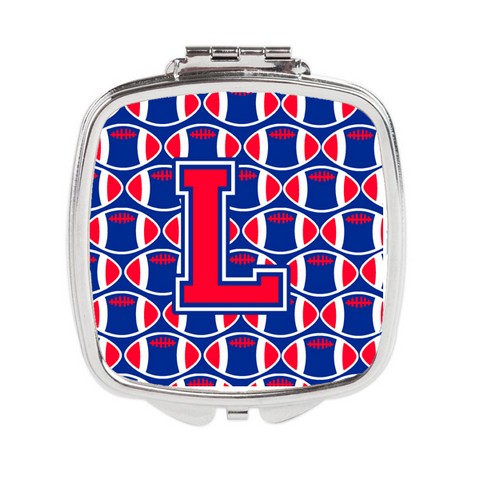 Letter L Football Harvard Crimson & Yale Blue Compact Mirror