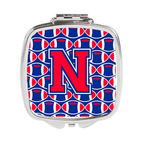 Letter N Football Harvard Crimson & Yale Blue Compact Mirror