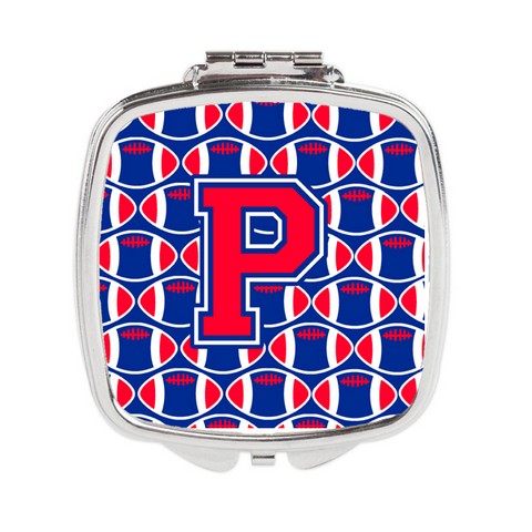 Letter P Football Harvard Crimson & Yale Blue Compact Mirror