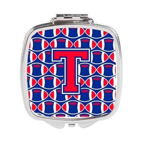 Letter T Football Harvard Crimson & Yale Blue Compact Mirror