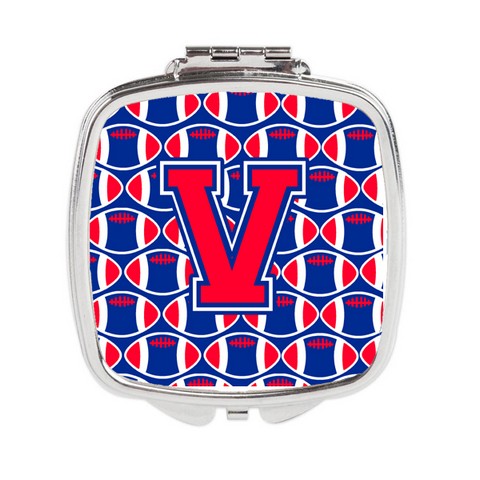 Letter V Football Harvard Crimson & Yale Blue Compact Mirror