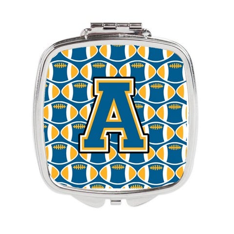 Letter A Football Blue & Gold Compact Mirror