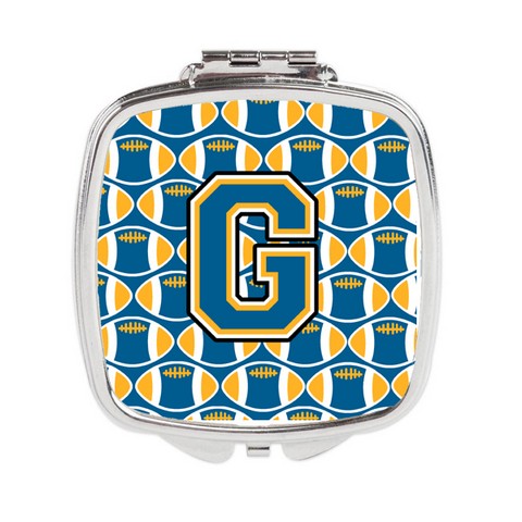 Letter G Football Blue & Gold Compact Mirror