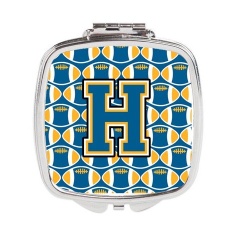 Letter H Football Blue & Gold Compact Mirror