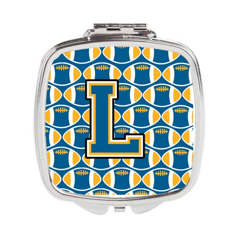 Letter L Football Blue & Gold Compact Mirror