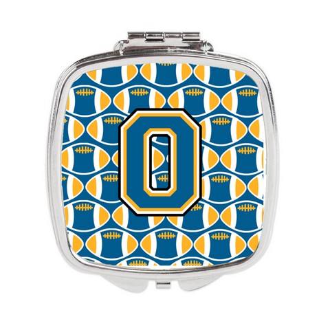 Letter O Football Blue & Gold Compact Mirror
