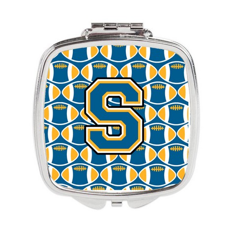 Letter S Football Blue & Gold Compact Mirror
