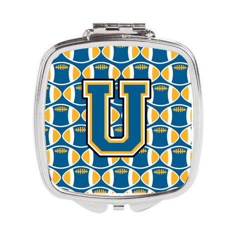 Letter U Football Blue & Gold Compact Mirror