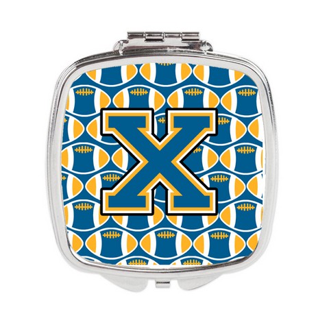 Letter X Football Blue & Gold Compact Mirror