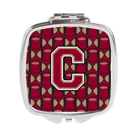 Letter C Football Garnet & Gold Compact Mirror