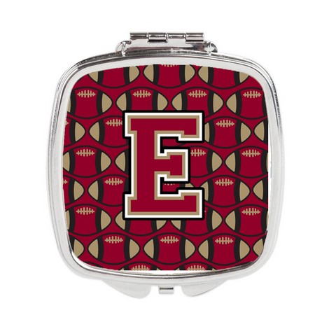 CJ1078-ESCM Letter E Football Garnet & Gold Compact Mirror