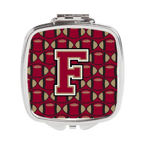 Letter F Football Garnet & Gold Compact Mirror