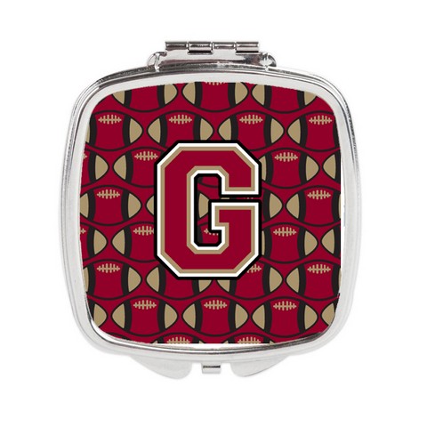 Letter G Football Garnet & Gold Compact Mirror