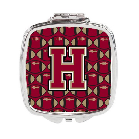 Letter H Football Garnet & Gold Compact Mirror