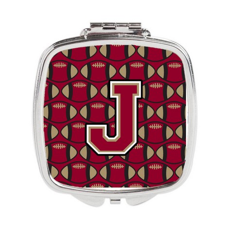 Letter J Football Garnet & Gold Compact Mirror