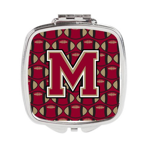Letter M Football Garnet & Gold Compact Mirror