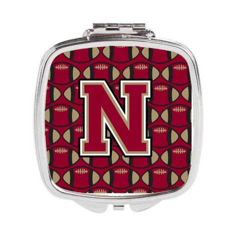 Letter N Football Garnet & Gold Compact Mirror