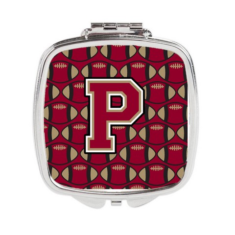 Letter P Football Garnet & Gold Compact Mirror