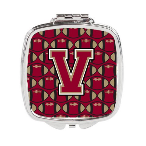 Letter V Football Garnet & Gold Compact Mirror