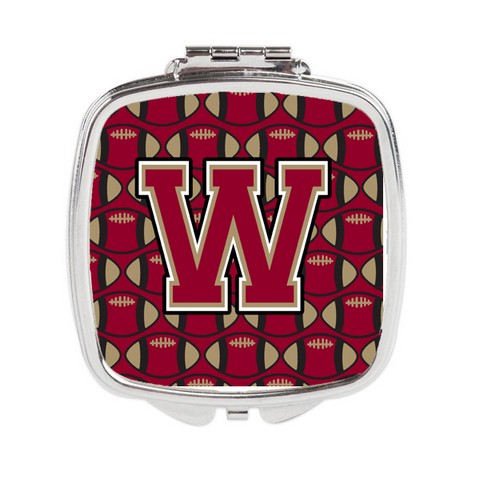 Letter W Football Garnet & Gold Compact Mirror