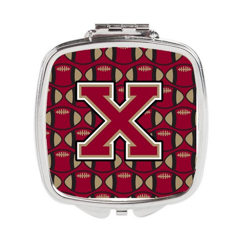 Letter X Football Garnet & Gold Compact Mirror