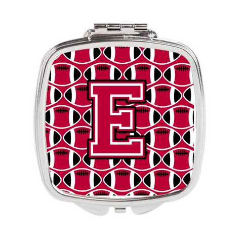 Letter E Football Crimson & White Compact Mirror