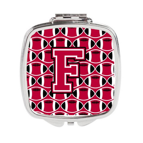 Letter F Football Crimson & White Compact Mirror